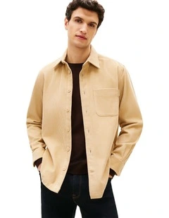 Relaxed Corduroy Overshirt in Beige