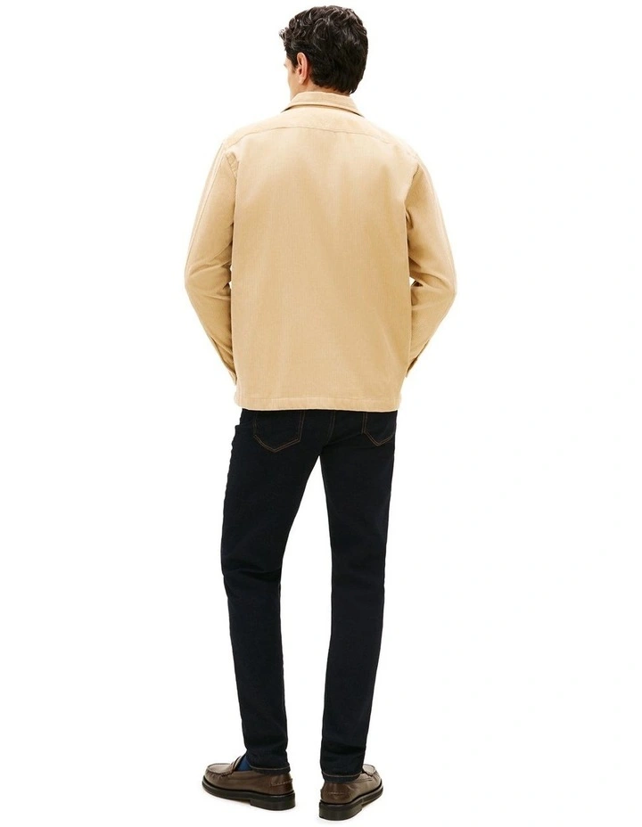 Relaxed Corduroy Overshirt in Beige image 3