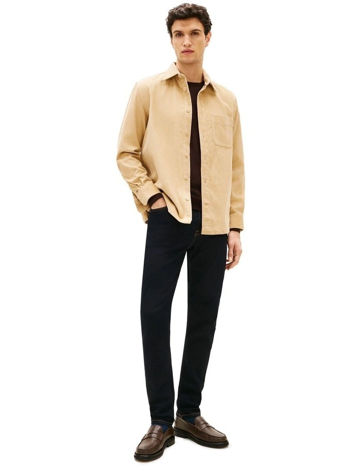 Relaxed Corduroy Overshirt in Beige image 4