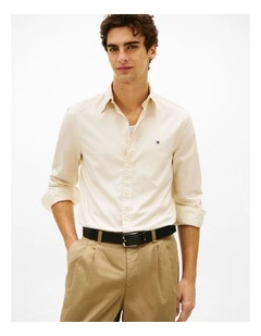 TH Flex Regular Fit Button-Down Shirt in Beige