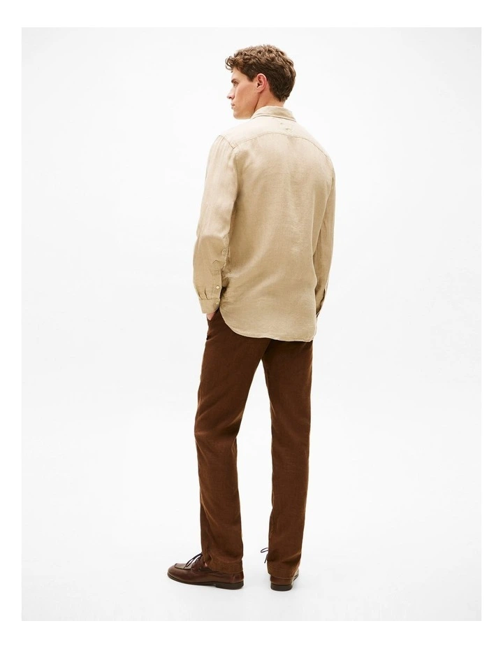 Pigment Linen Shirt in Beige image 3