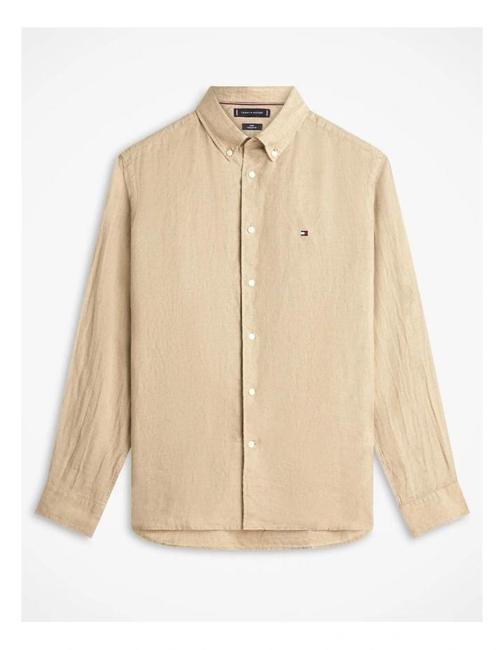 Pigment Linen Shirt in Beige image 6