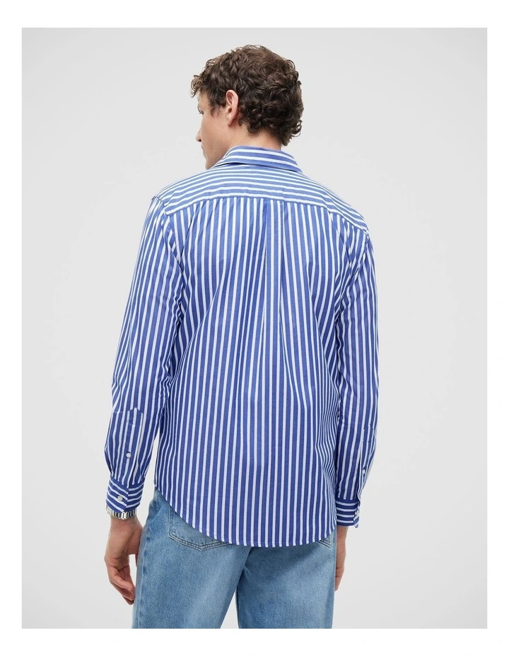 Regular Fit Flex Stripe Poplin Shirt in Blue image 2
