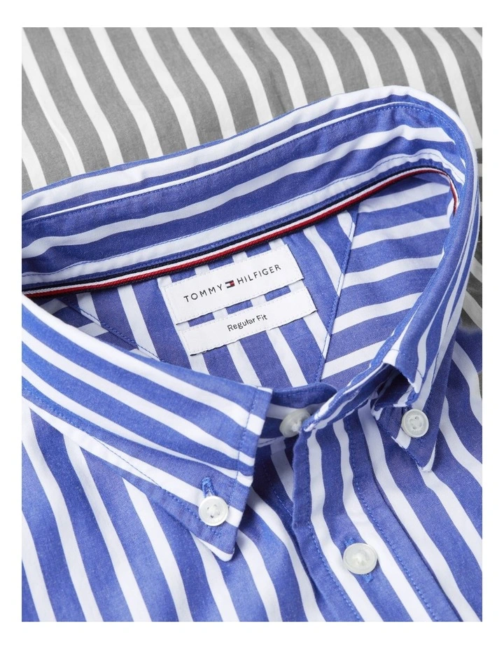 Regular Fit Flex Stripe Poplin Shirt in Blue image 5