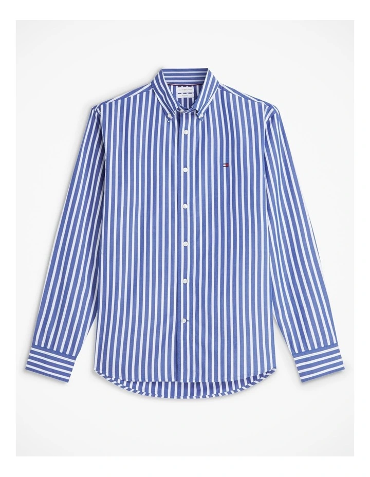 Regular Fit Flex Stripe Poplin Shirt in Blue image 6