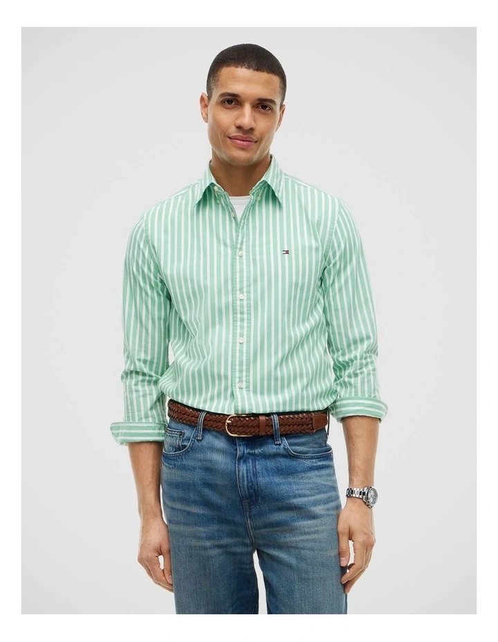 Flex Poplin Seasonal Stripe Long Sleeve Shirt Cut Grass / Stripe image 1