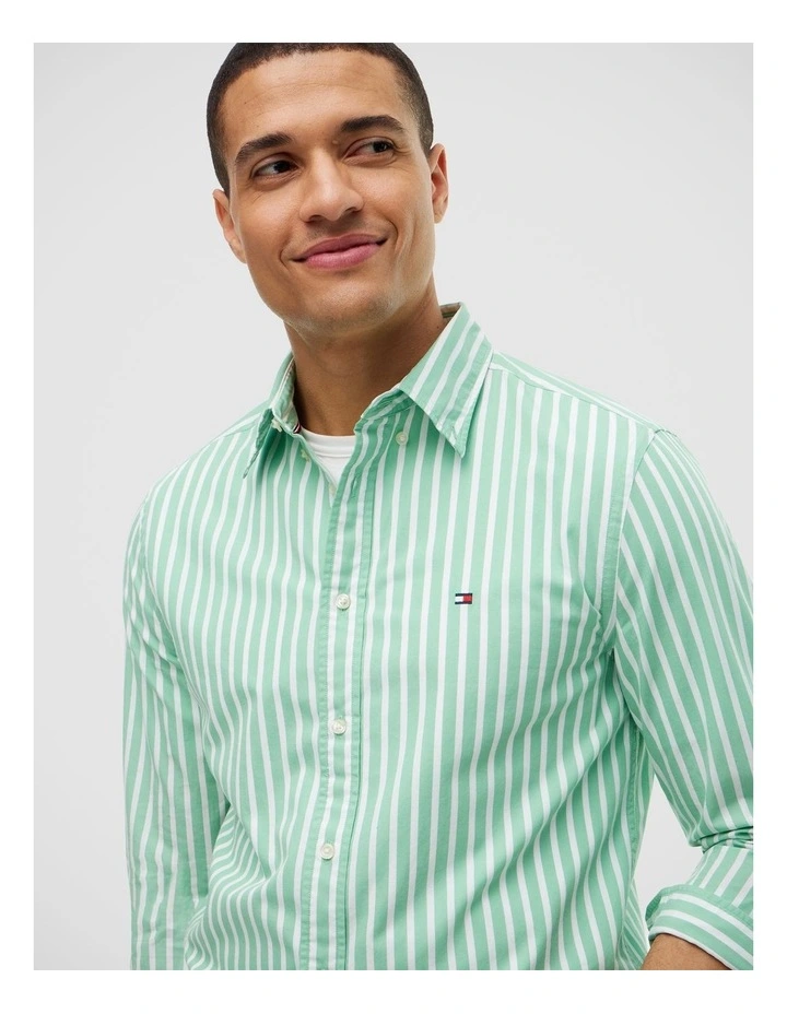 Flex Poplin Seasonal Stripe Long Sleeve Shirt Cut Grass / Stripe image 4