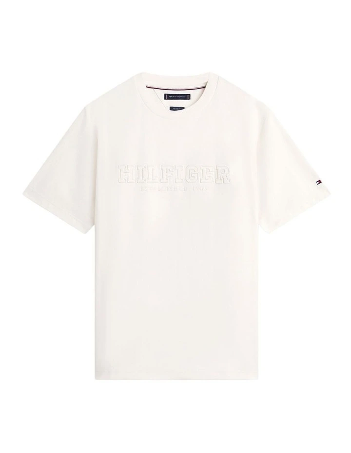 Logo Embroidery Relaxed Crew Neck T-shirt in Cream image 6