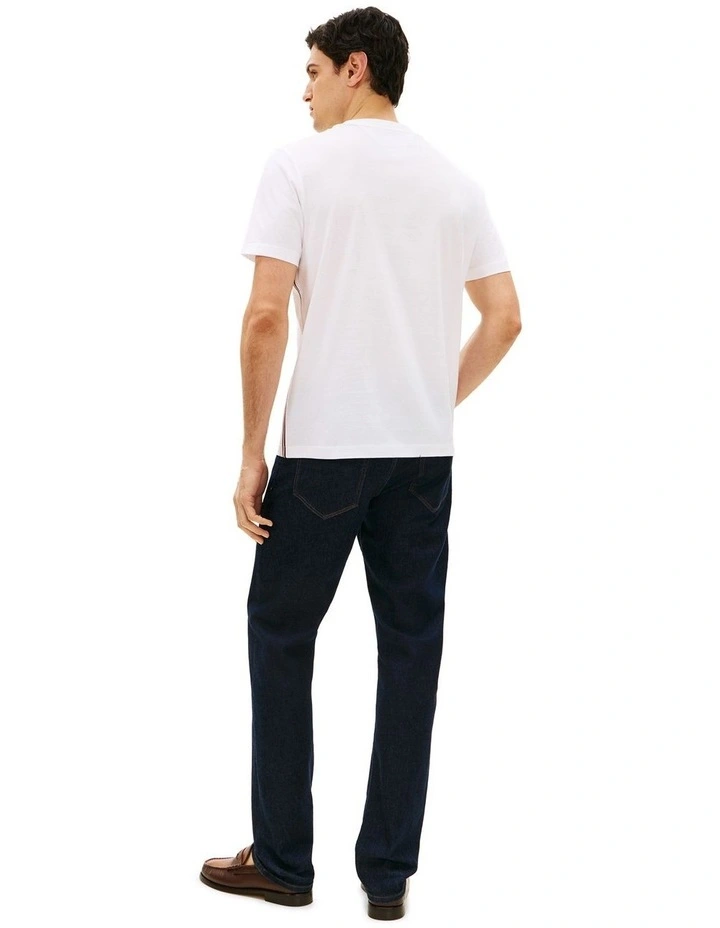 Global Stripe Side Seam Jersey T-Shirt in White image 3