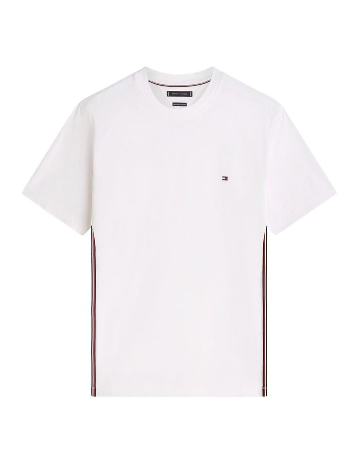 Global Stripe Side Seam Jersey T-Shirt in White image 6