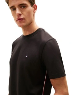 Global Stripe Side Seam Jersey T-Shirt in Black