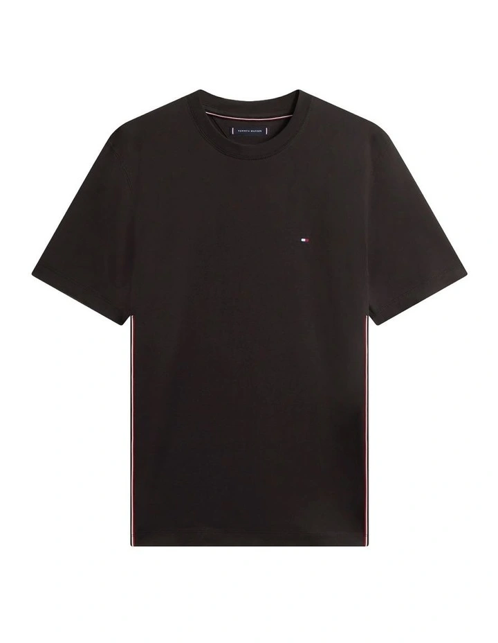 Global Stripe Side Seam Jersey T-Shirt in Black image 5