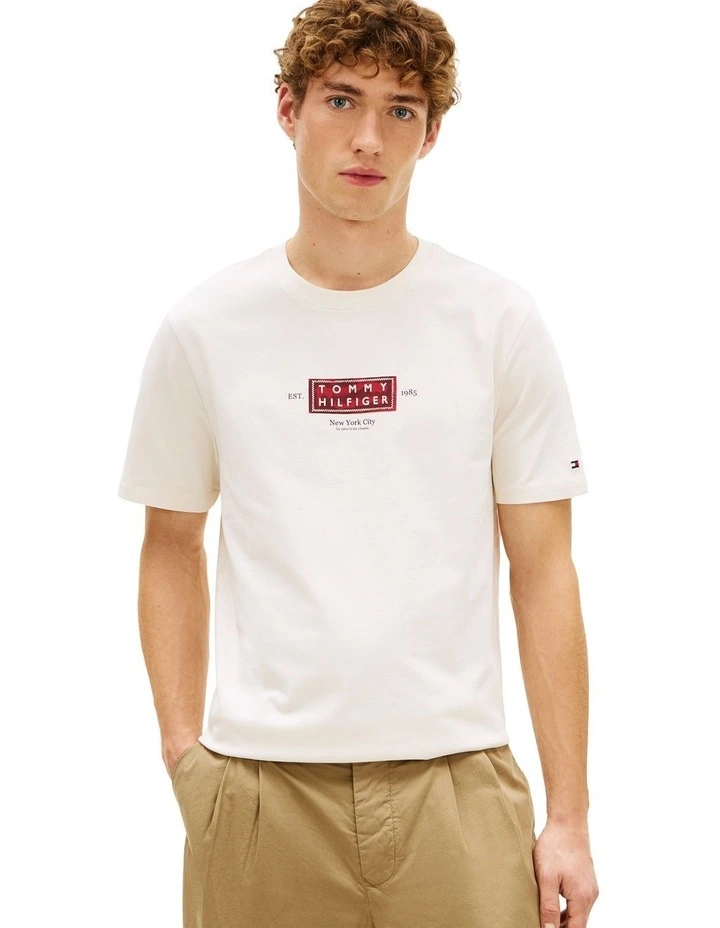 Heritage Logo Jersey Crew Neck T-shirt in Cream image 1