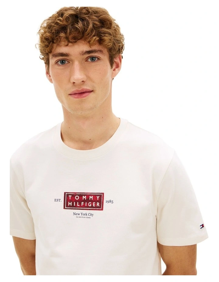 Heritage Logo Jersey Crew Neck T-shirt in Cream image 2