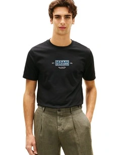 Heritage Logo Jersey Crew Neck T-shirt in Black