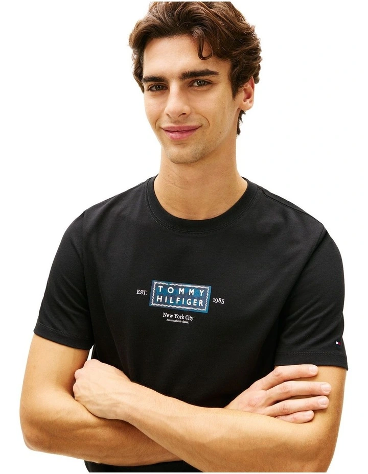 Heritage Logo Jersey Crew Neck T-shirt in Black image 2