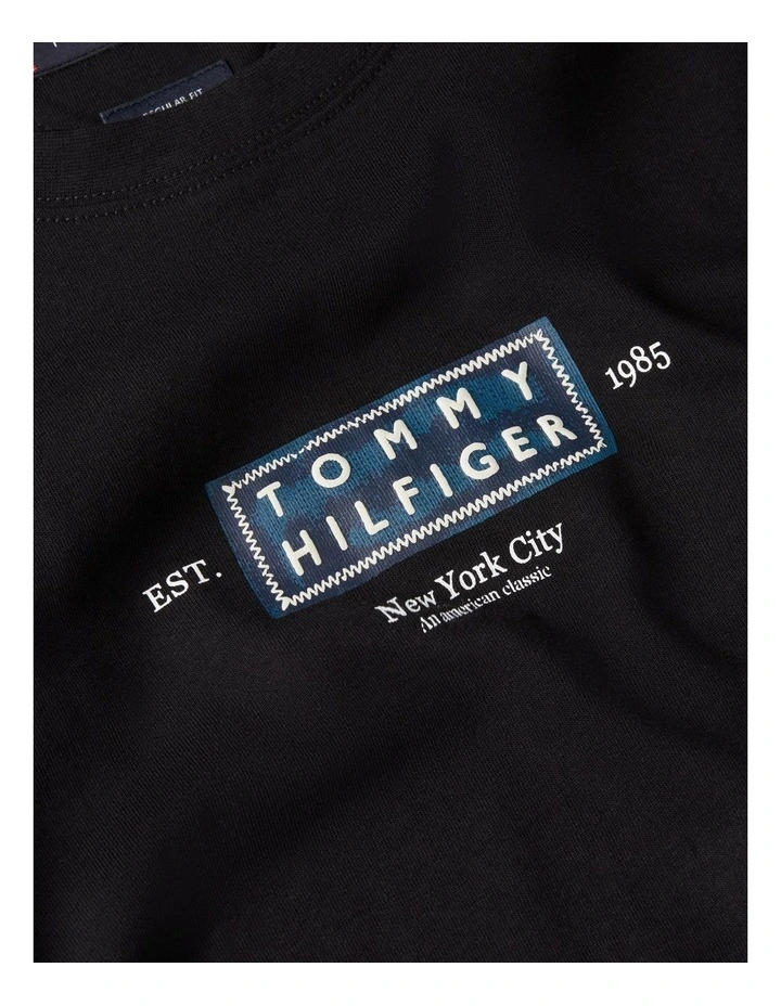 Heritage Logo Jersey Crew Neck T-shirt in Black image 5
