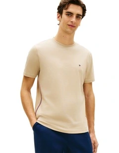 Global Stripe Side Seam Jersey T-Shirt in Beige