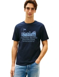 Graphic Embroidery Jersey T-shirt in Navy