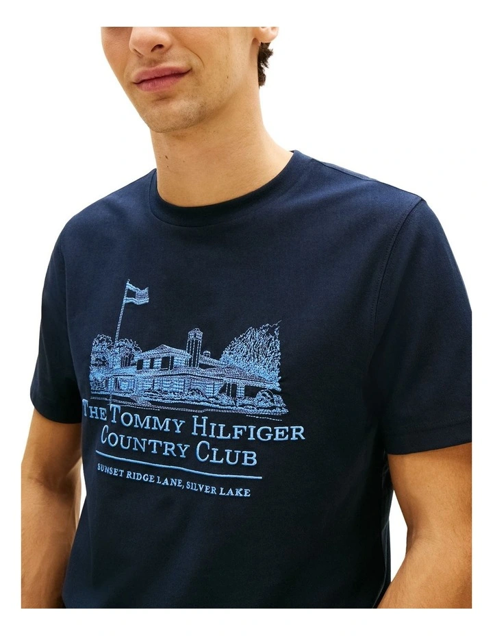 Graphic Embroidery Jersey T-shirt in Navy image 2