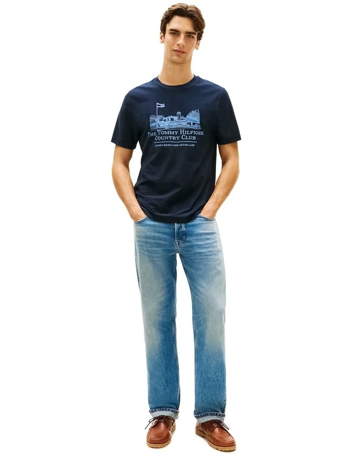 Graphic Embroidery Jersey T-shirt in Navy image 4