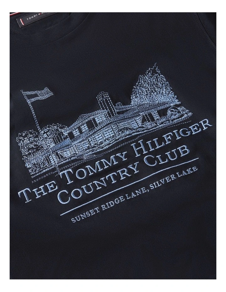 Graphic Embroidery Jersey T-shirt in Navy image 5