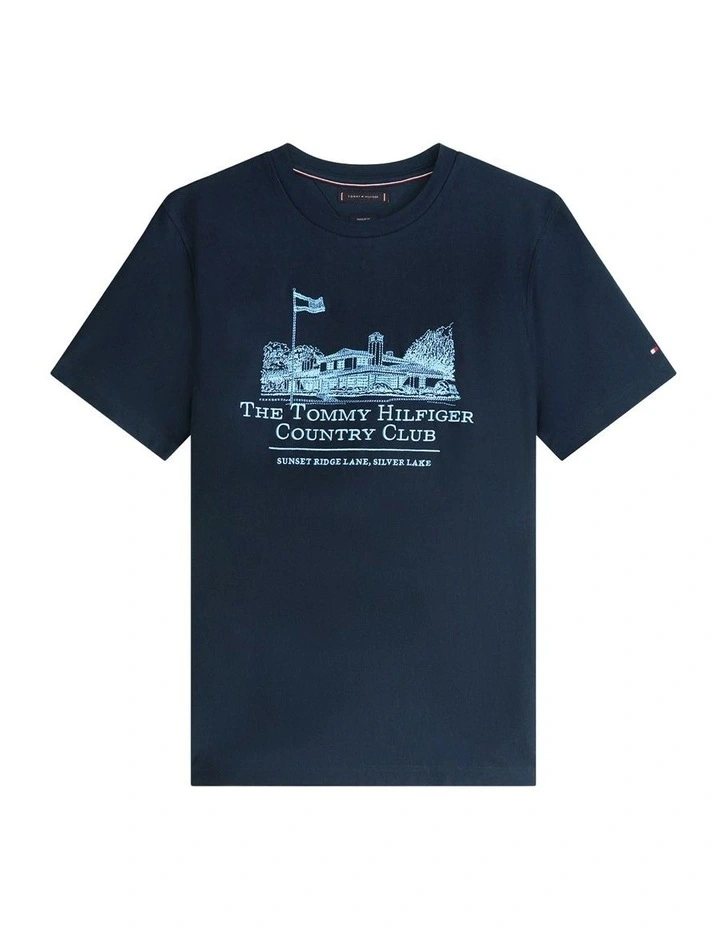 Graphic Embroidery Jersey T-shirt in Navy image 6