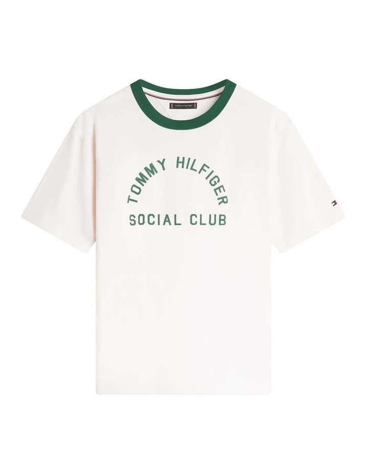 Contrast Crew Neck Relaxed Jersey T-Shirt in Cream image 6