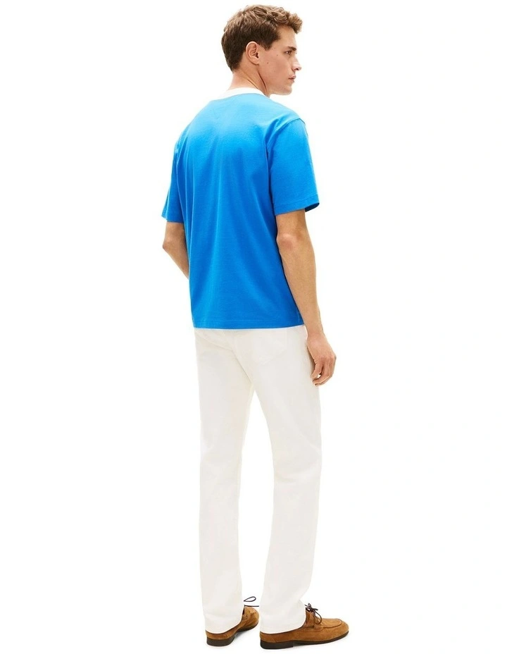Contrast Crew Neck Relaxed Jersey T-Shirt in Blue image 3