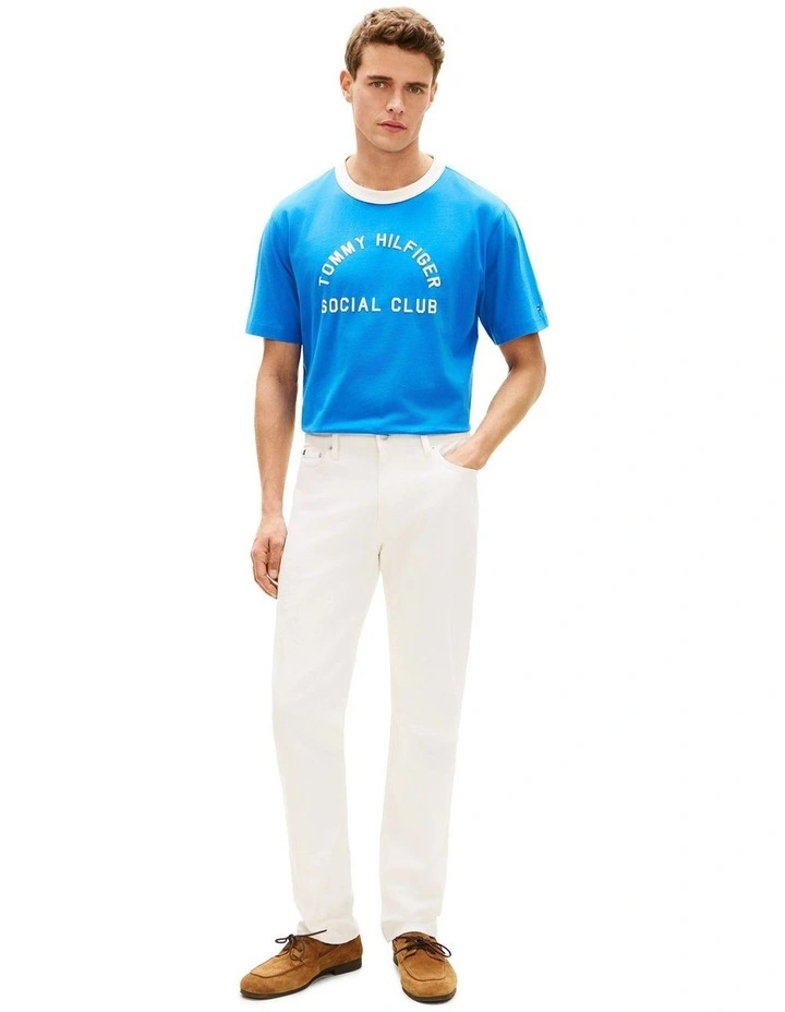 Contrast Crew Neck Relaxed Jersey T-Shirt in Blue image 4