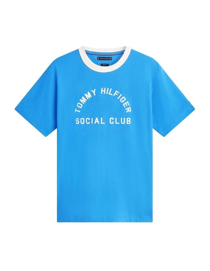 Contrast Crew Neck Relaxed Jersey T-Shirt in Blue image 7