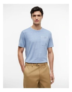 Patch Pocket Washed T-Shirt in Blue