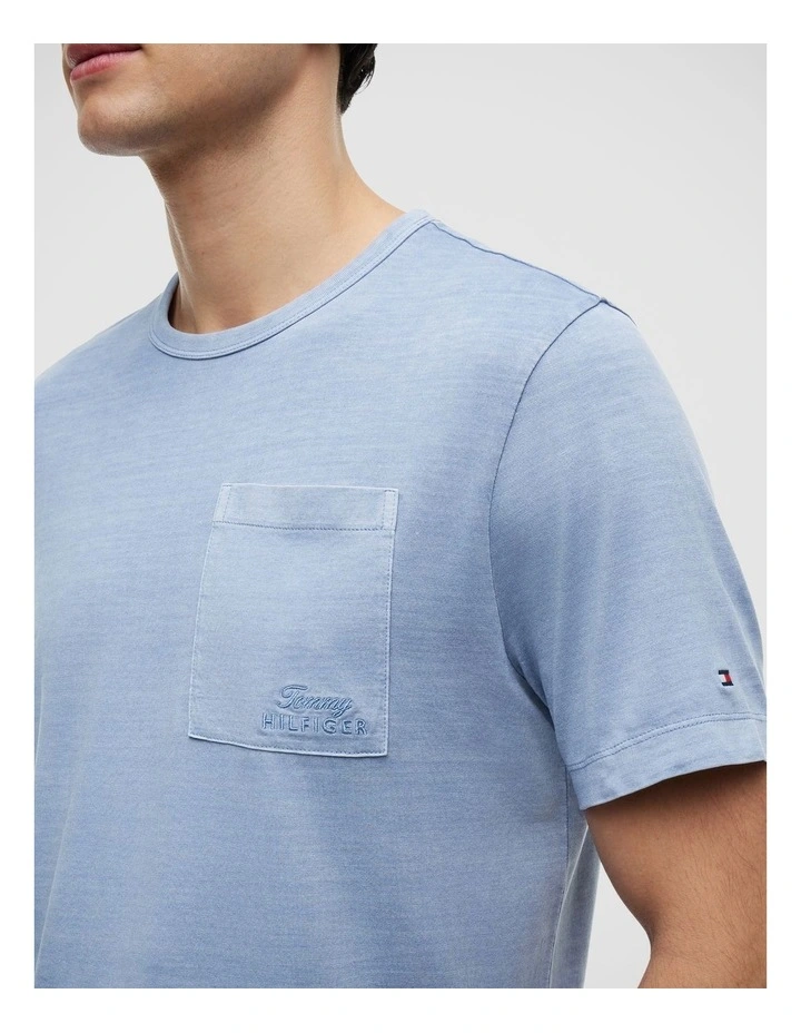 Patch Pocket Washed T-Shirt in Blue image 4