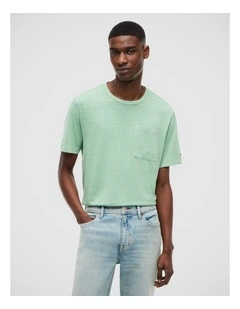 Patch Pocket Washed T-Shirt in Green