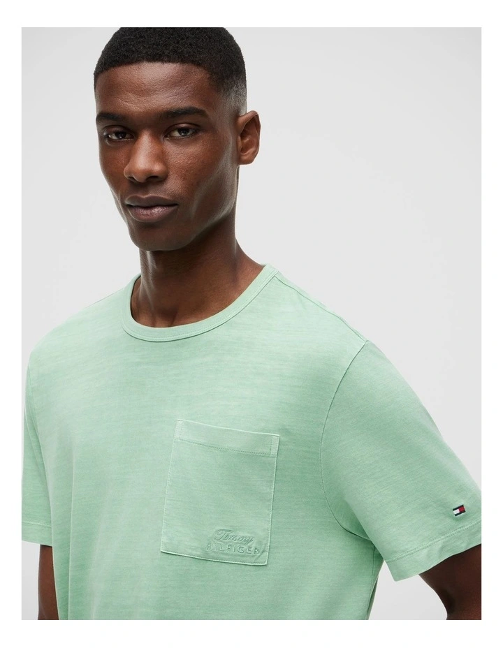 Patch Pocket Washed T-Shirt in Green image 4