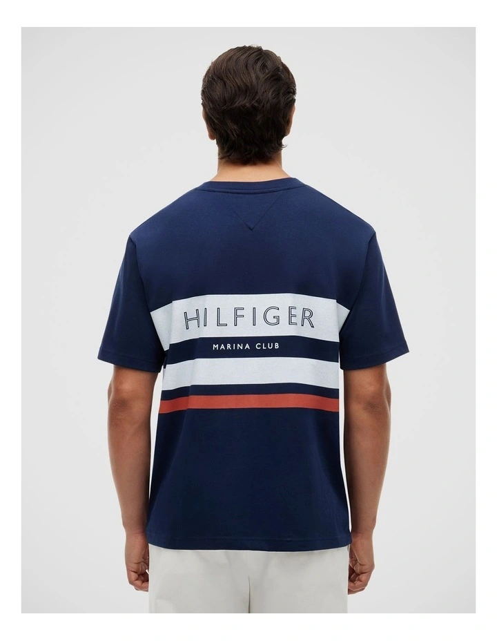 Logo Colour-Blocked Relaxed T-Shirt in Navy image 2