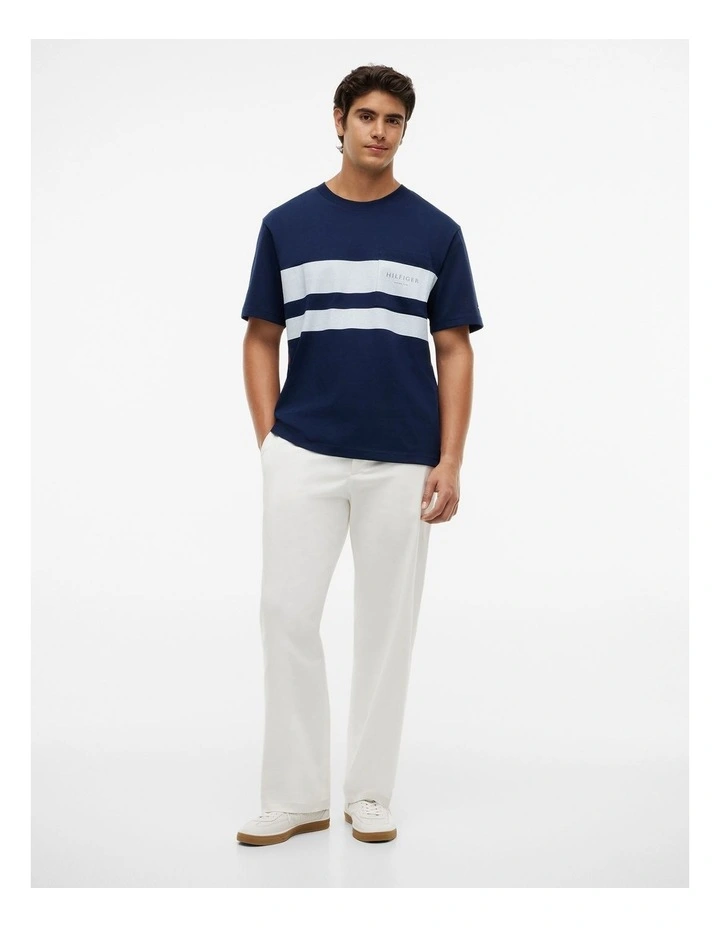 Logo Colour-Blocked Relaxed T-Shirt in Navy image 3