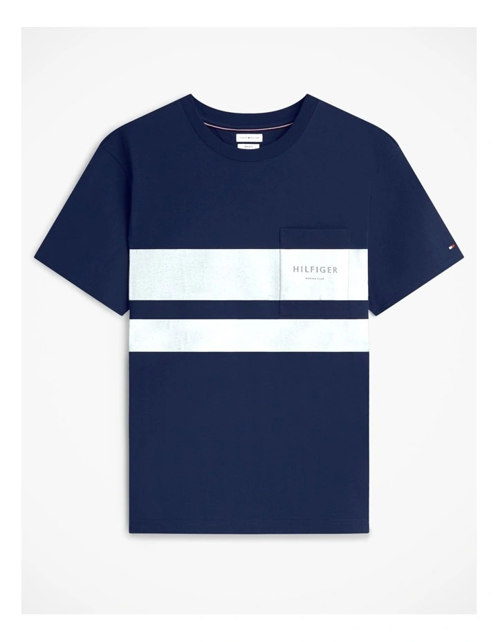Logo Colour-Blocked Relaxed T-Shirt in Navy image 6