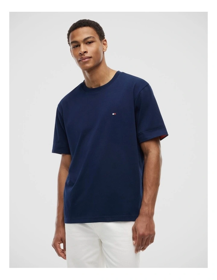 Mixed Texture T-Shirt in Navy image 1