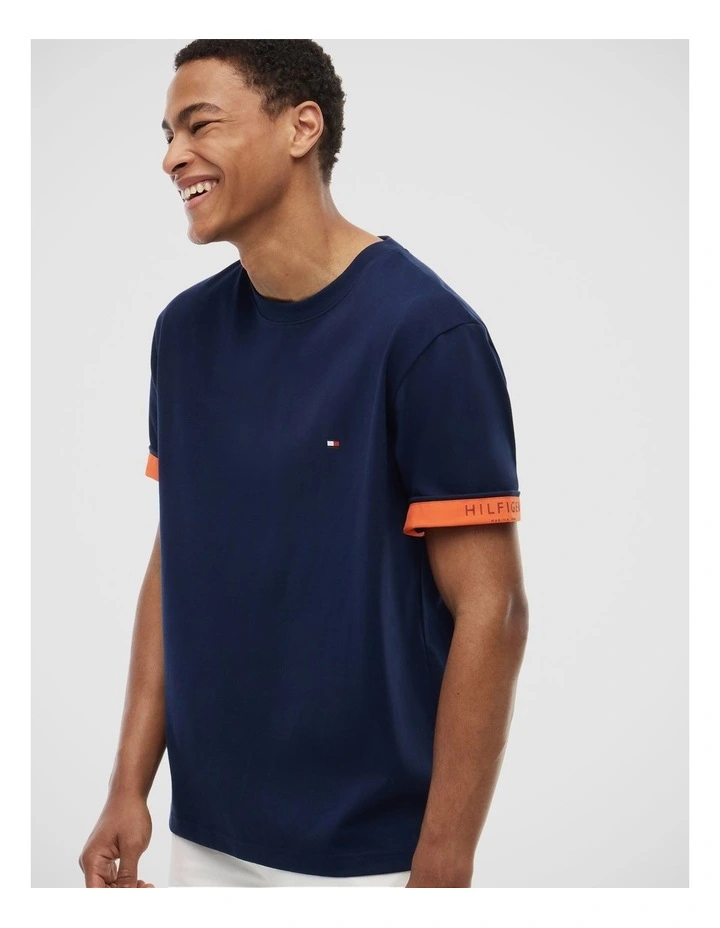 Mixed Texture T-Shirt in Navy image 2
