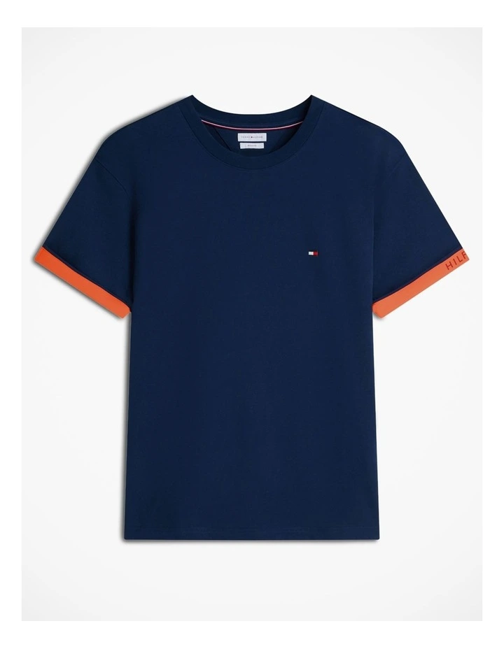 Mixed Texture T-Shirt in Navy image 6