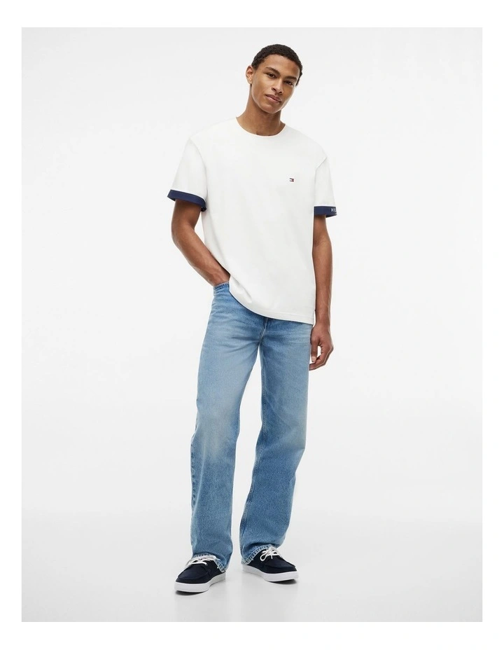 Mixed Texture T-Shirt in White image 4