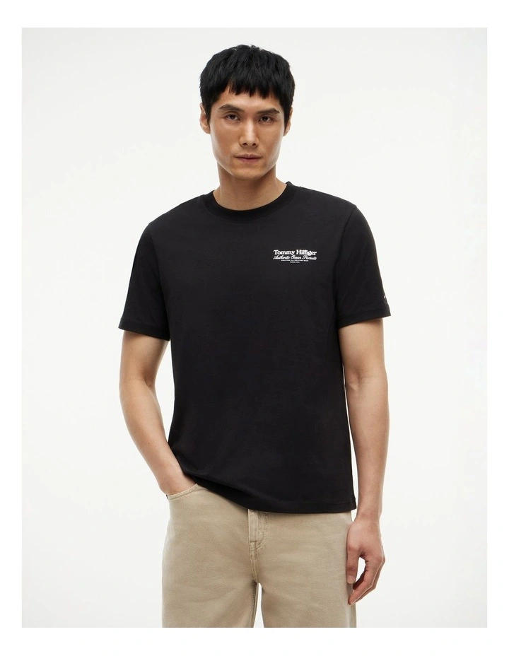 Back Graphic Jersey Crew Neck T-Shirt in Black image 1