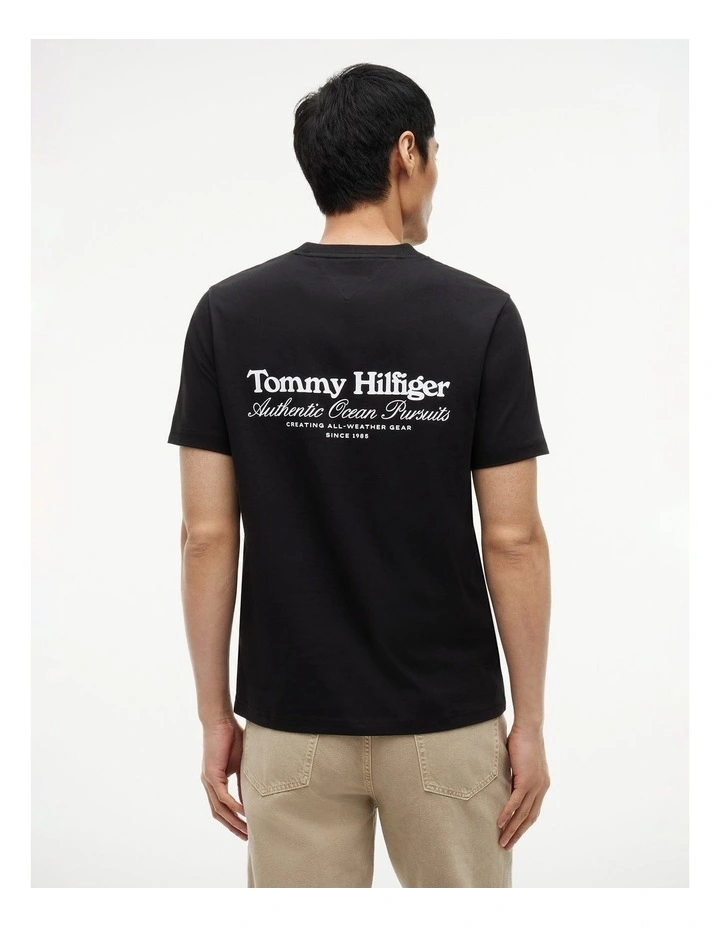 Back Graphic Jersey Crew Neck T-Shirt in Black image 2