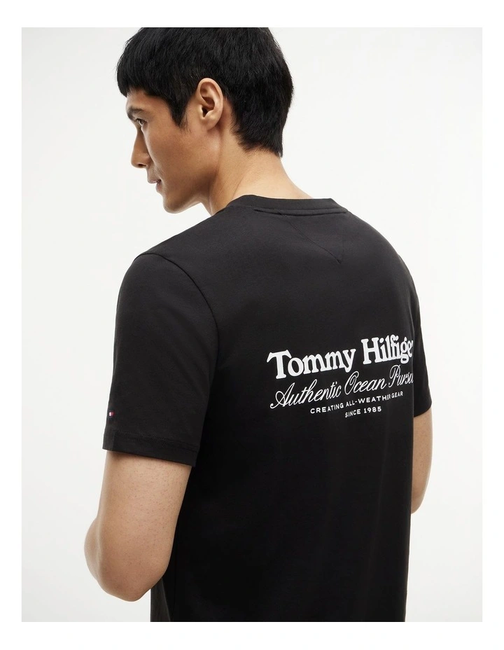 Back Graphic Jersey Crew Neck T-Shirt in Black image 3