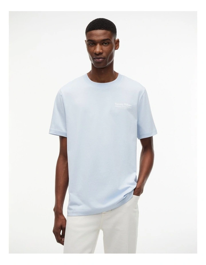 Back Graphic Jersey Crew Neck T-Shirt in Blue image 1