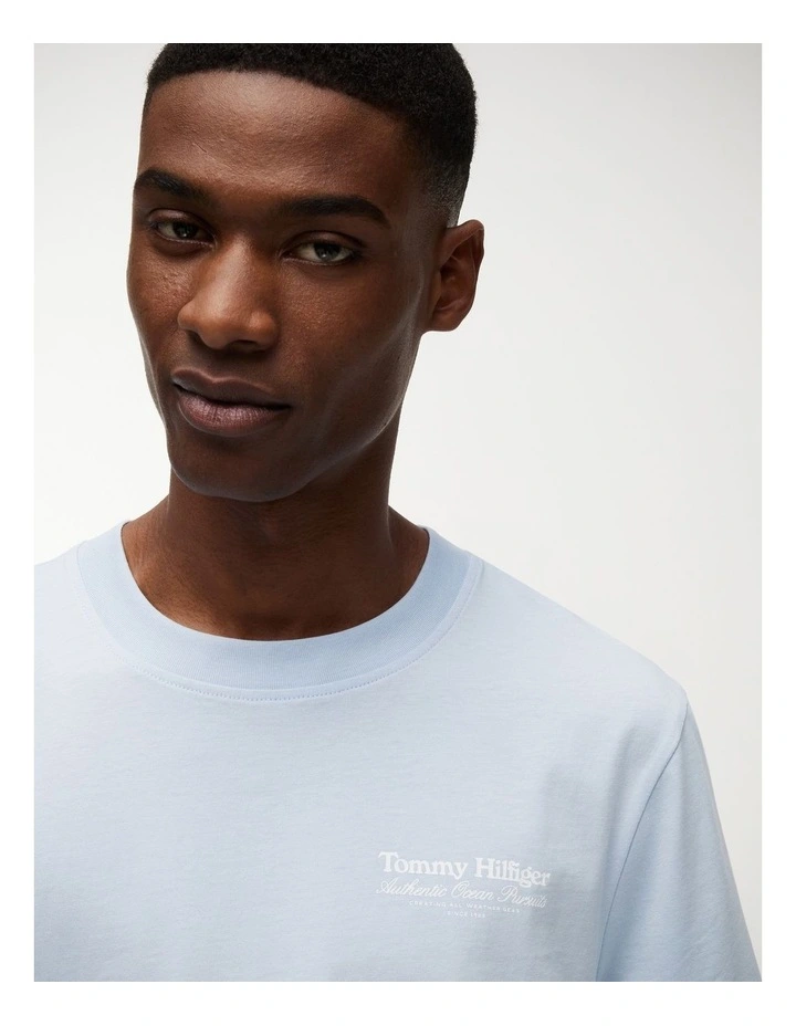 Back Graphic Jersey Crew Neck T-Shirt in Blue image 3