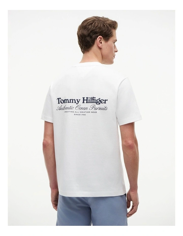 Back Graphic Jersey Crew Neck T-Shirt in White image 2