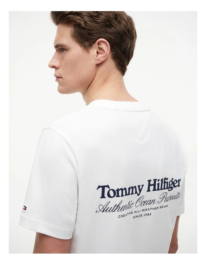 Back Graphic Jersey Crew Neck T-Shirt in White image 3