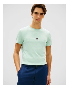 Logo Embroidery Slim T-Shirt in Green